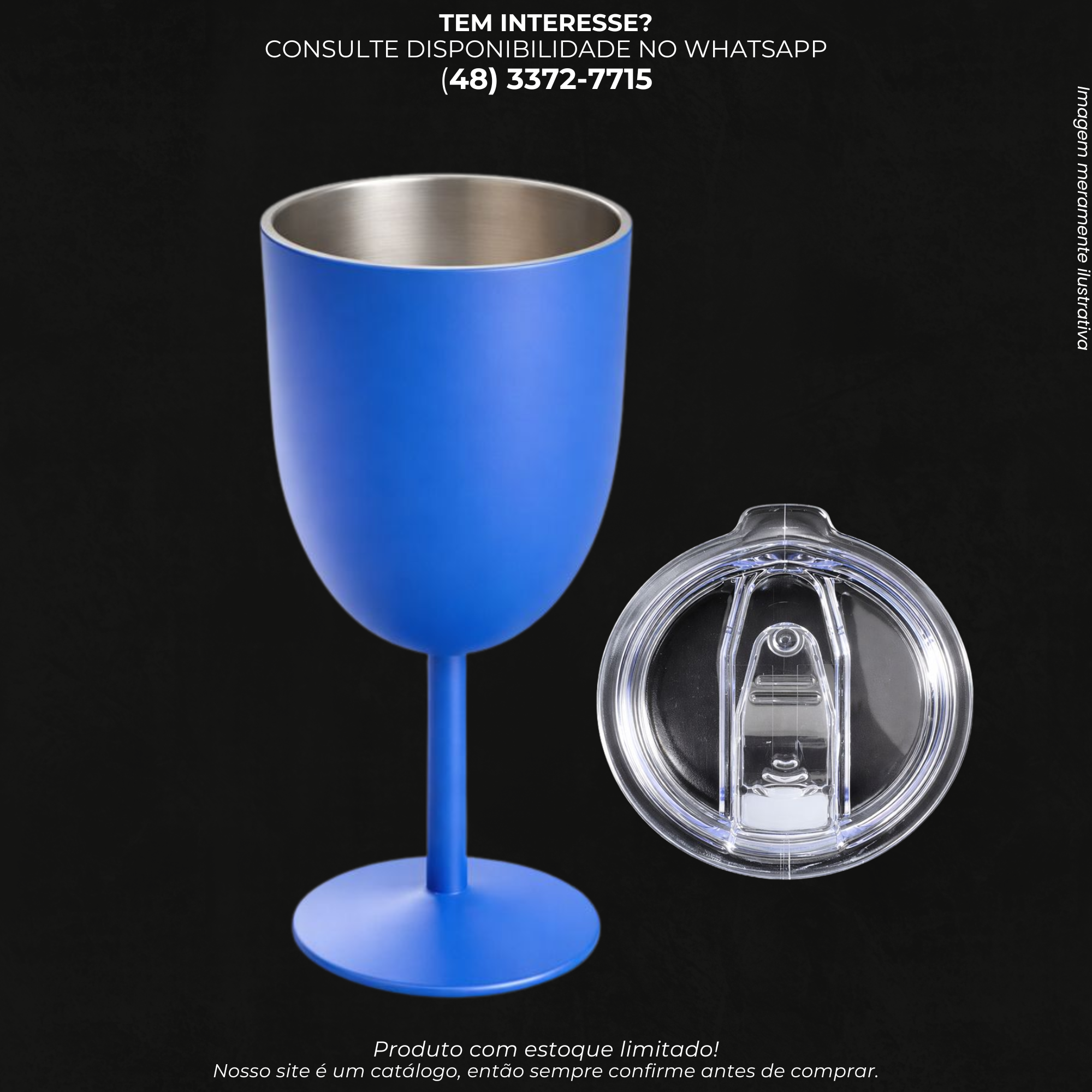 Taça Térmica em Aço Inox com Tampa para Bebidas Frias