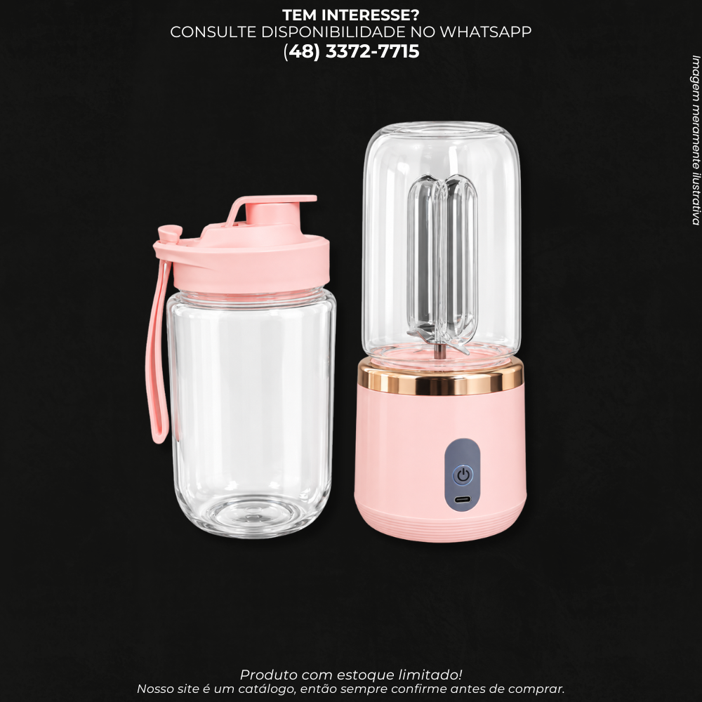 Mixer Portátil Recarregável com Copo – Misturador Elétrico Individual NY3370