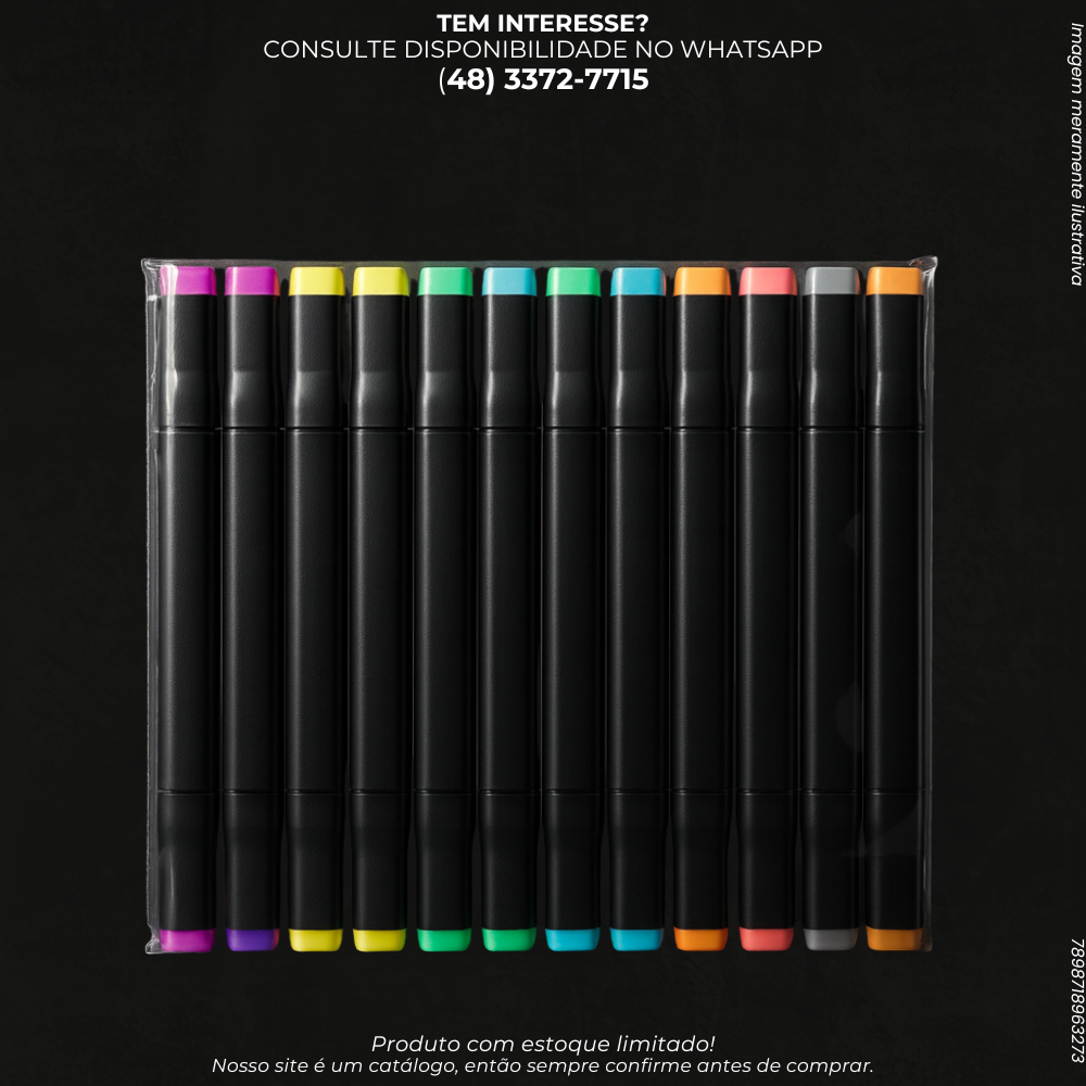 Kit Caneta Touch 12 Cores Ponta Dupla para Desenho
