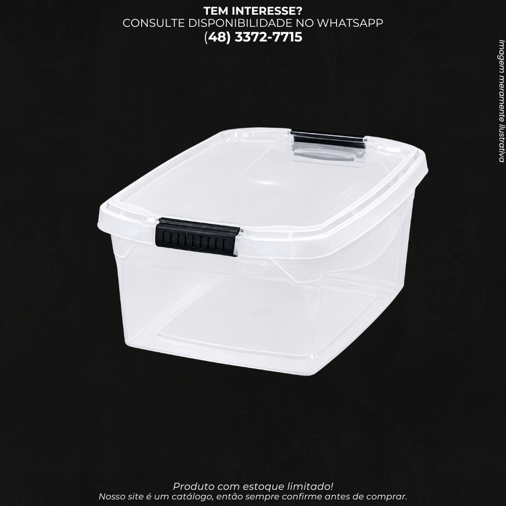 Caixa Organizadora Transparente com Tampa e Travas 6L – Multiuso Sanremo