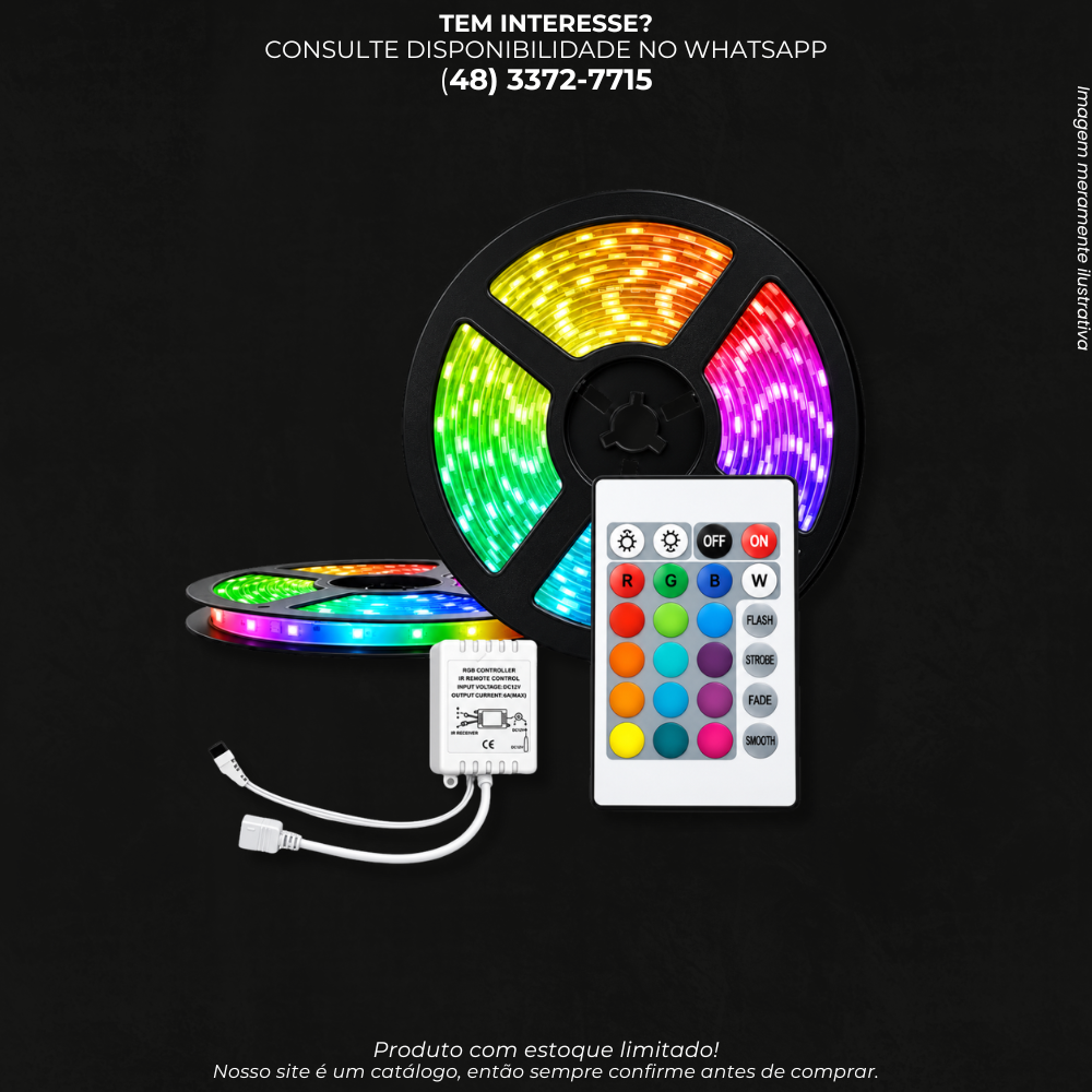 Fita de LED RGB 5 Metros com Controle Remoto – Colorida LT-3258