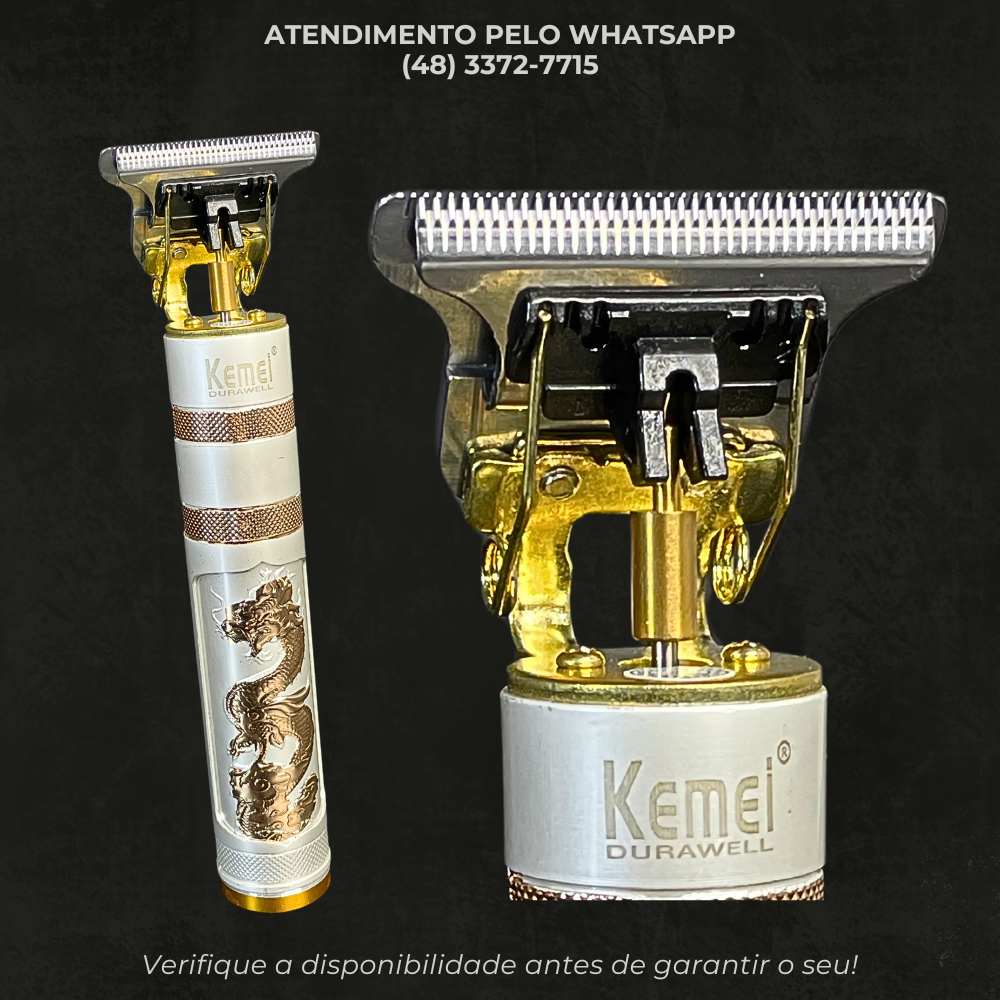 Máquina de Corte Profissional Kemei Durawell KM-762 – Edição Premium com Desenho de Dragão