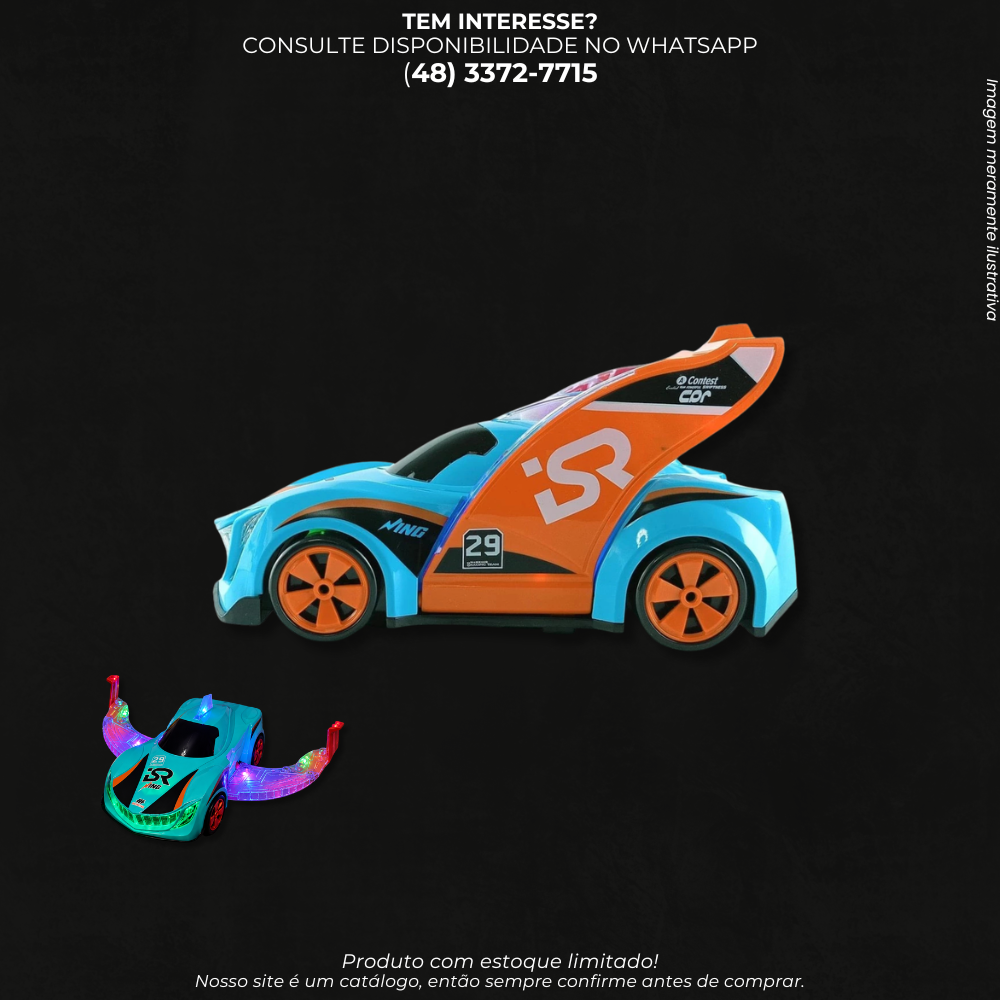 Carrinho de Brinquedo Esportivo com Luzes LED e Movimento- REF:1229
