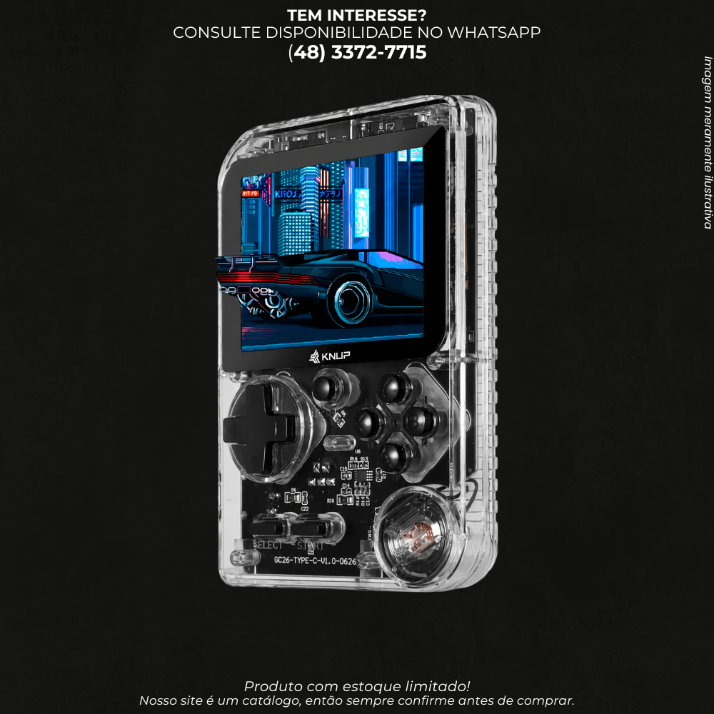 Game Console Portátil KP-GX02 – 400 Jogos Clássicos, Tela LCD, USB-C e Saída AV para TV