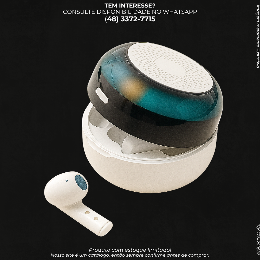 Fone Bluetooth 5.3 com Case Caixa de Som RGB 5W