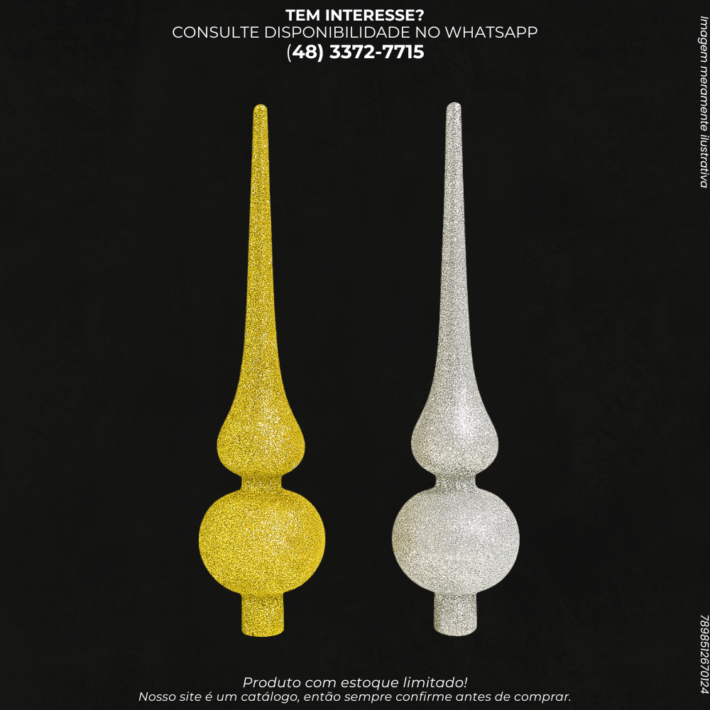 Ponta para Árvore de Natal com Glitter Decorativo