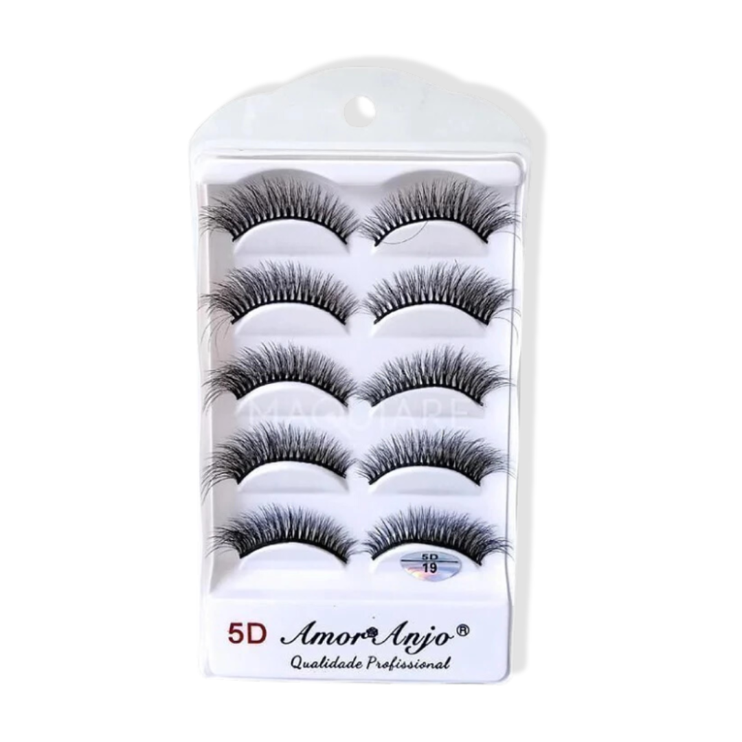 CILIOS POSTIÇOS AMOR ANJO 5D COM 5 PARES