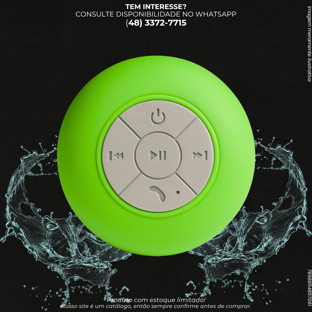 Caixa de Som Bluetooth Bass+ à Prova de Respingo com Microfone