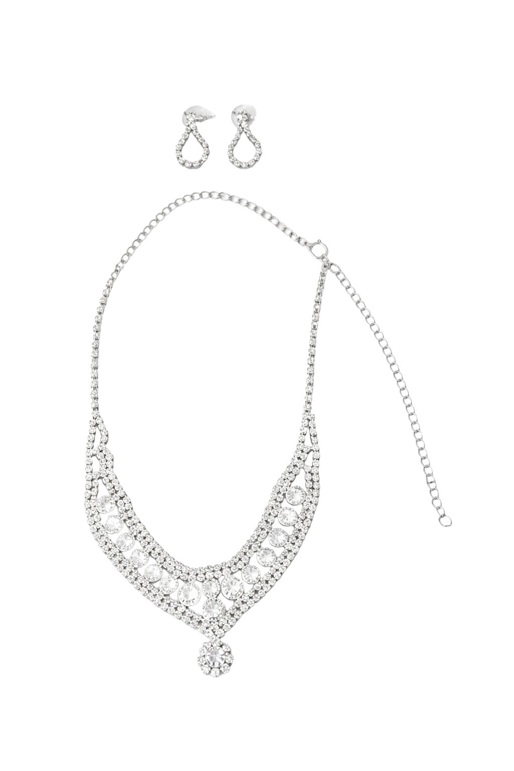 Conjunto Colar e Brincos Strass para Festas e Eventos