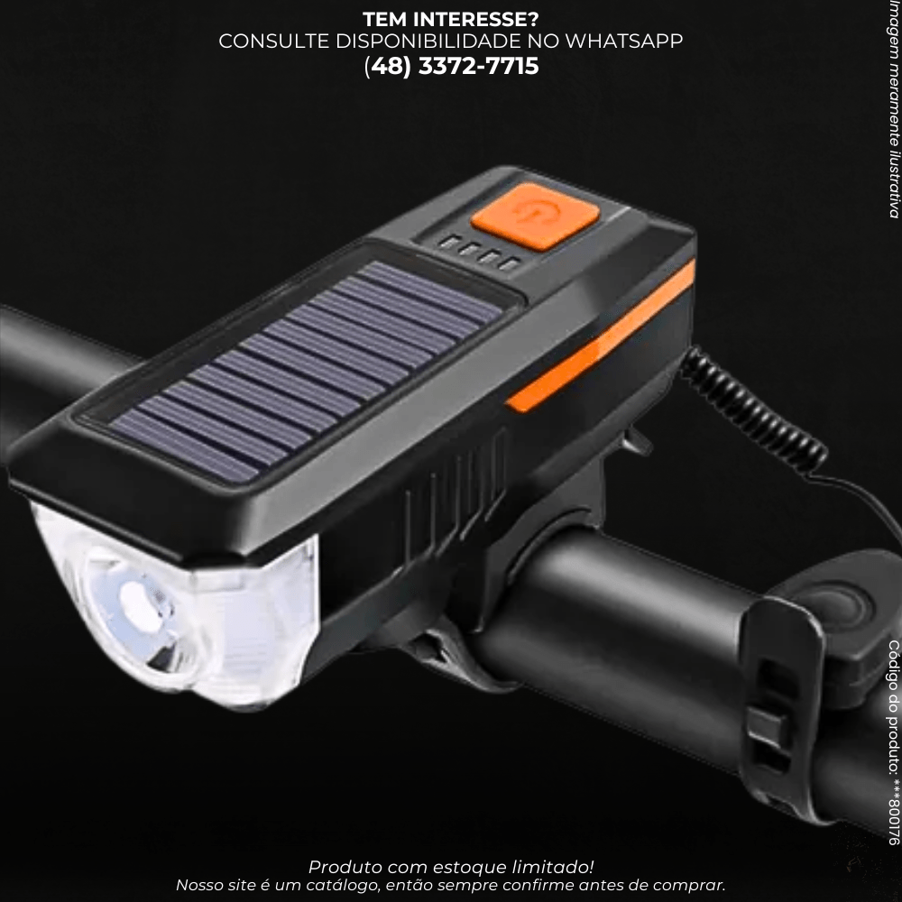 Farol de Bicicleta LED Recarregável Solar - G POWER