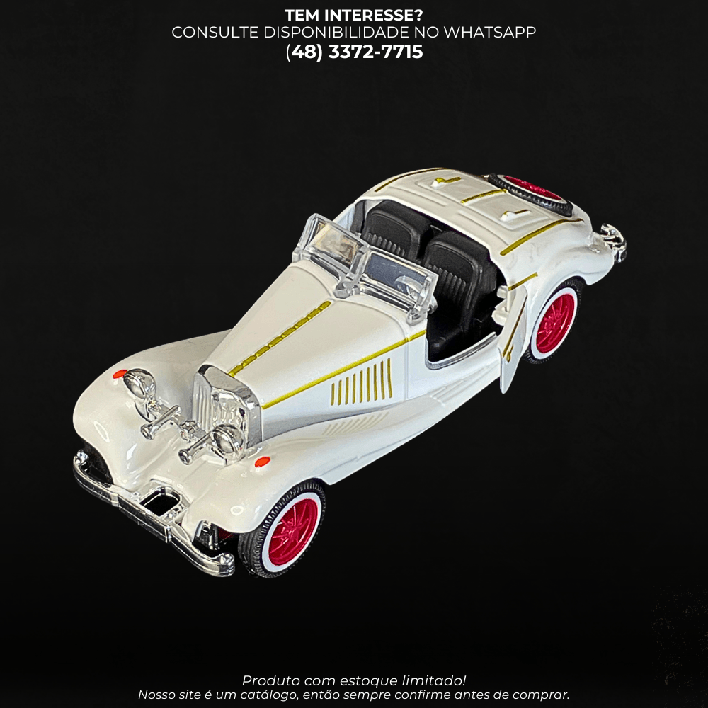 Miniatura Carro Antigo Clássico Conversível Branco – Colecionável - G POWER
