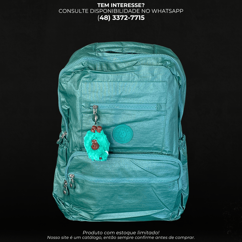shhhfon♡ Mochila Verde com Chaveiro de Macaquinho