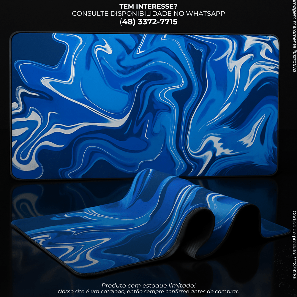 Mousepad Gamer Grande com Estampa Abstrata Azul - G POWER