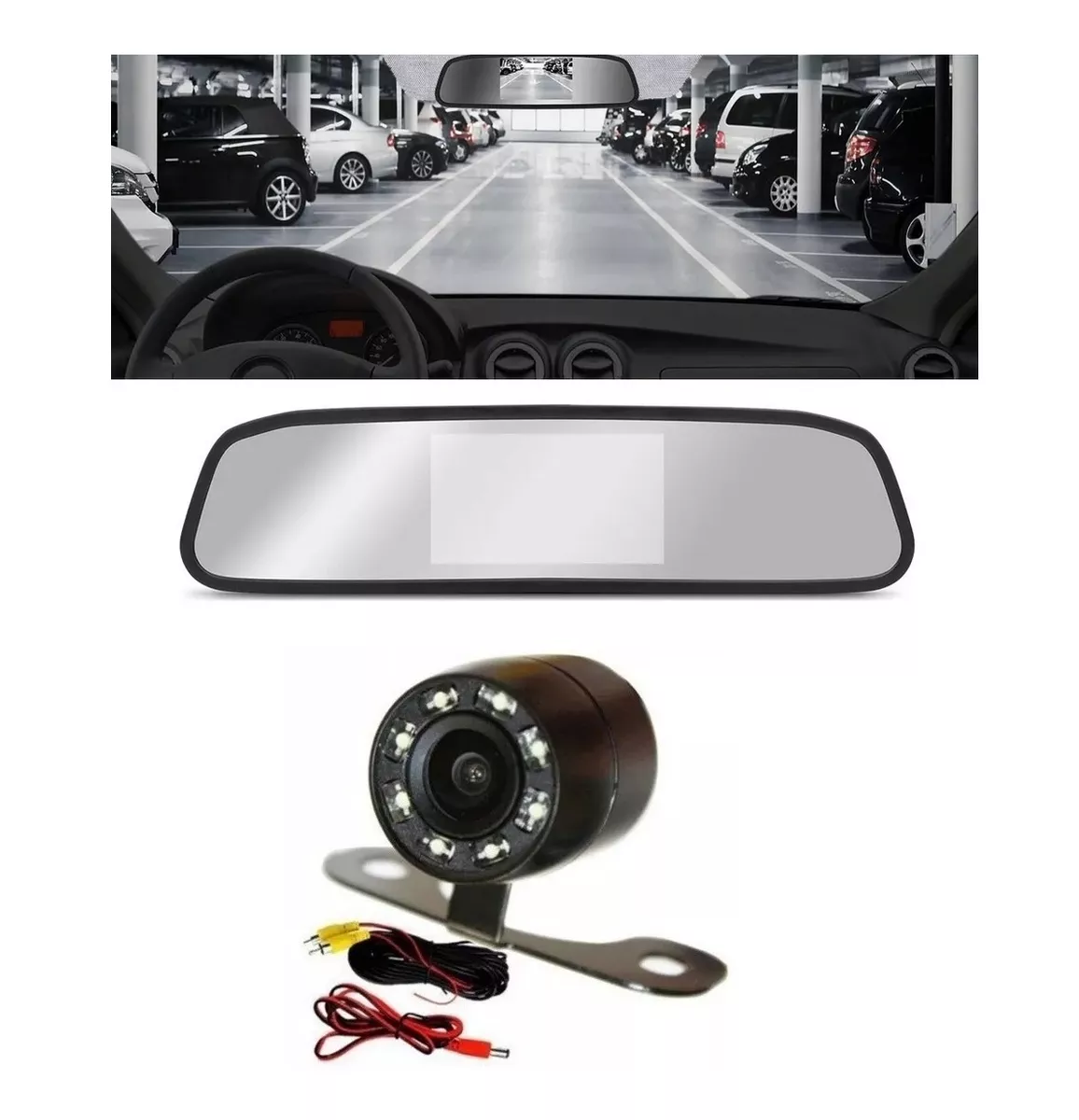Espelho Retrovisor Tela 4,3¨ + Câmera Ré