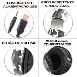 Headset Gamer 50mm Camuflado - G POWER