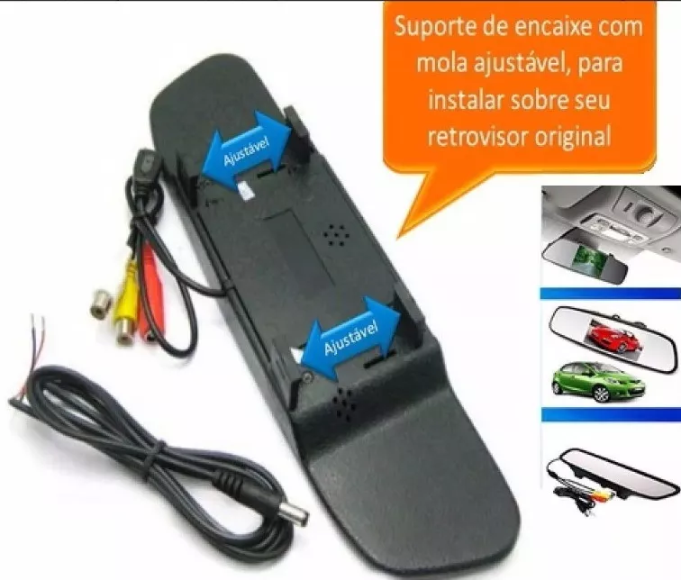 Espelho Retrovisor Tela 4,3¨ + Câmera Ré