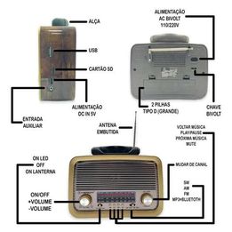 Caixa Som Rádio Retrô A3199 - G POWER