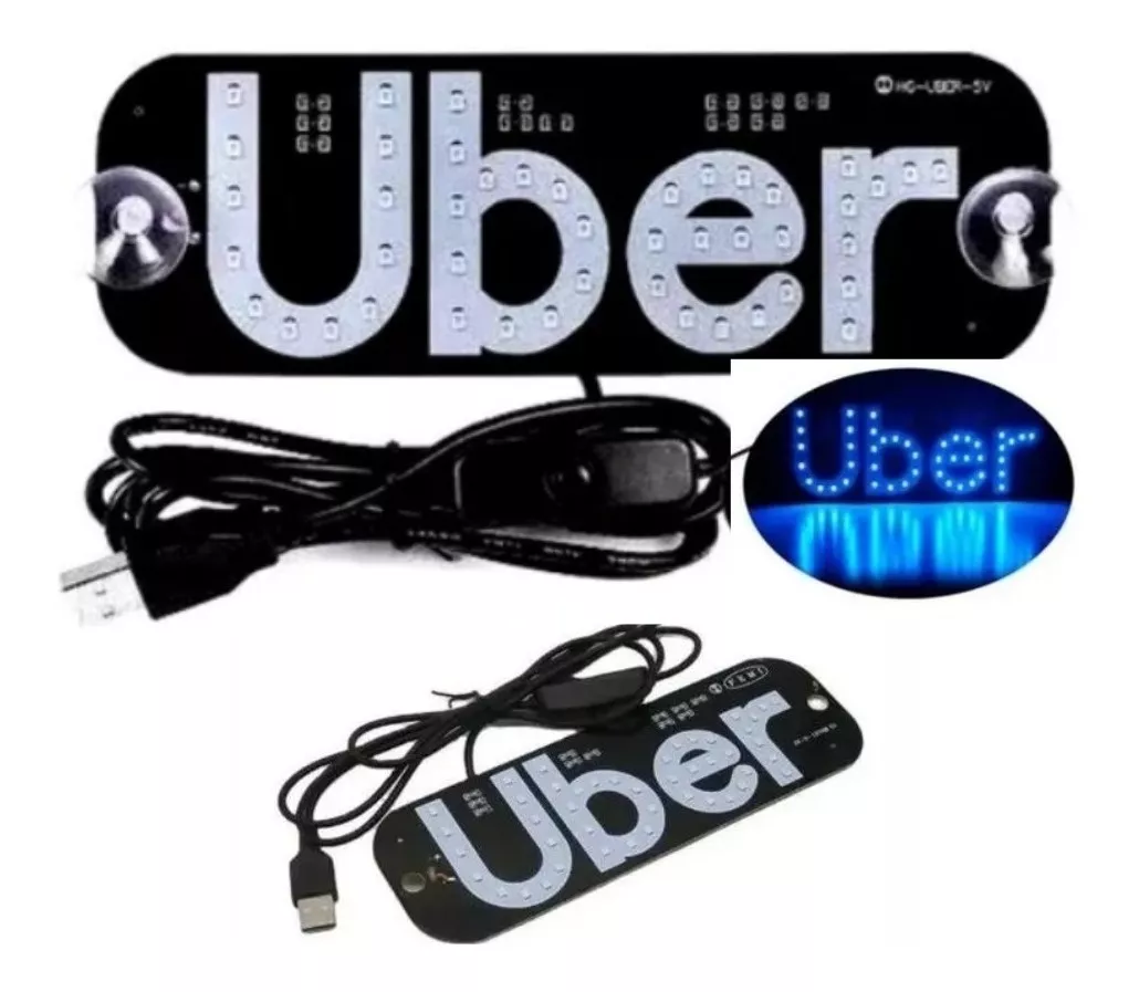 Placa De Identificação Com Ventosa Motorista De Aplicativo - Branco e Azul