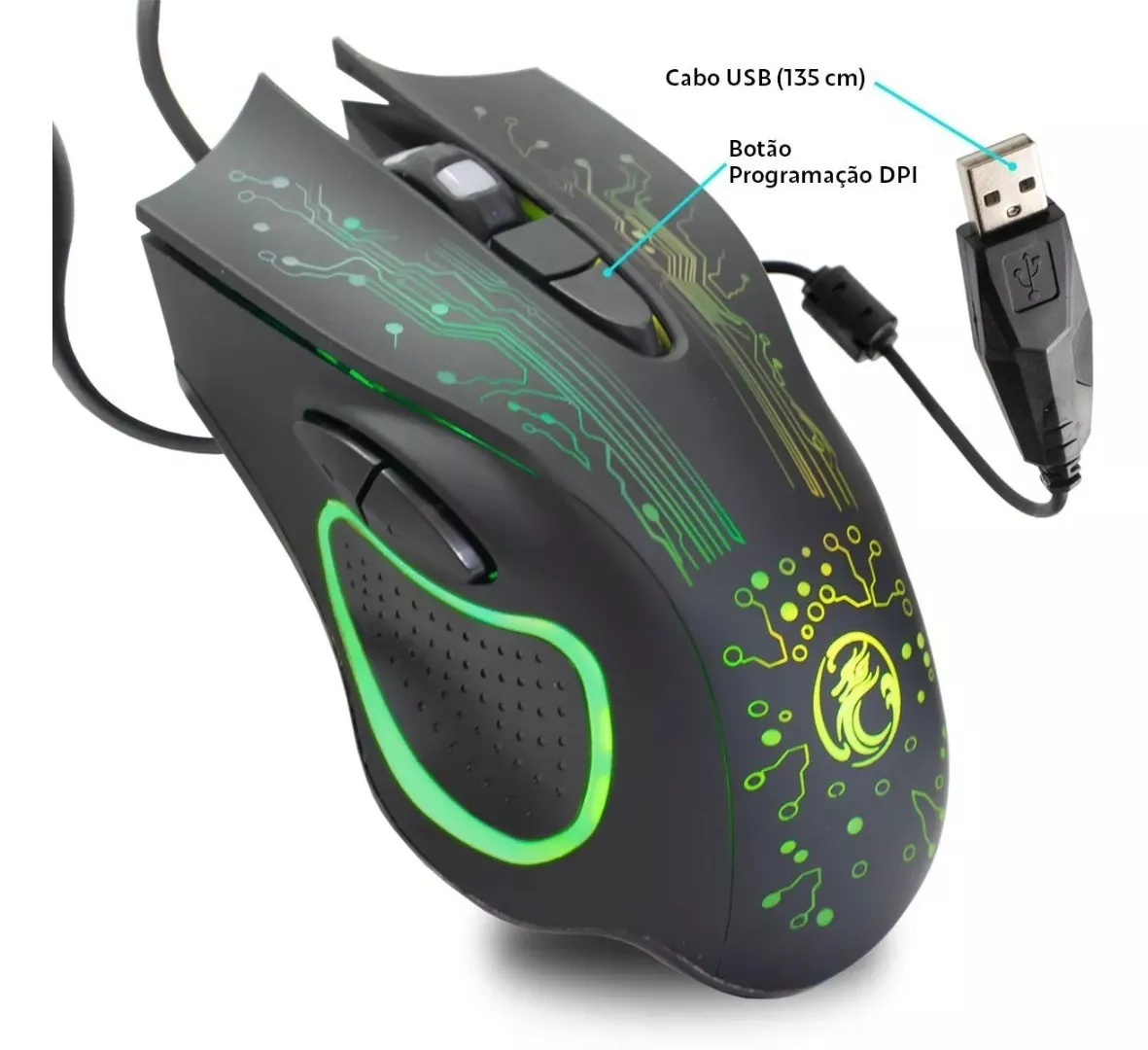 Mouse Gamer Com 6 Botões Ley-x9 - G POWER