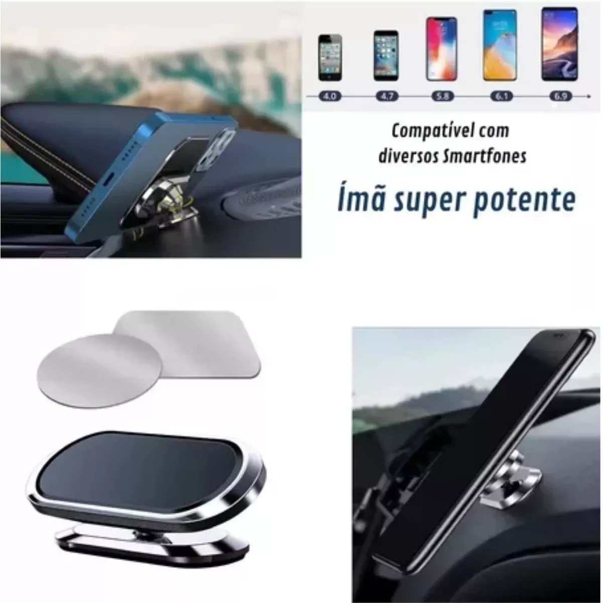 Suporte Magnético Veicular Celular Imã Universal 360 Graus - G POWER