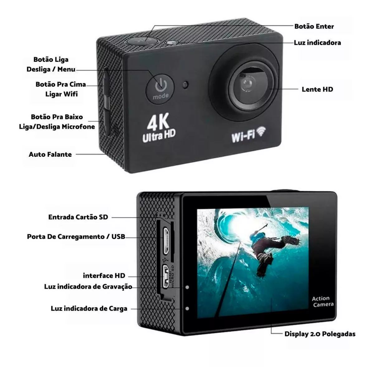 Câmera Filmadora Sport 4k Ultra Hd - G POWER