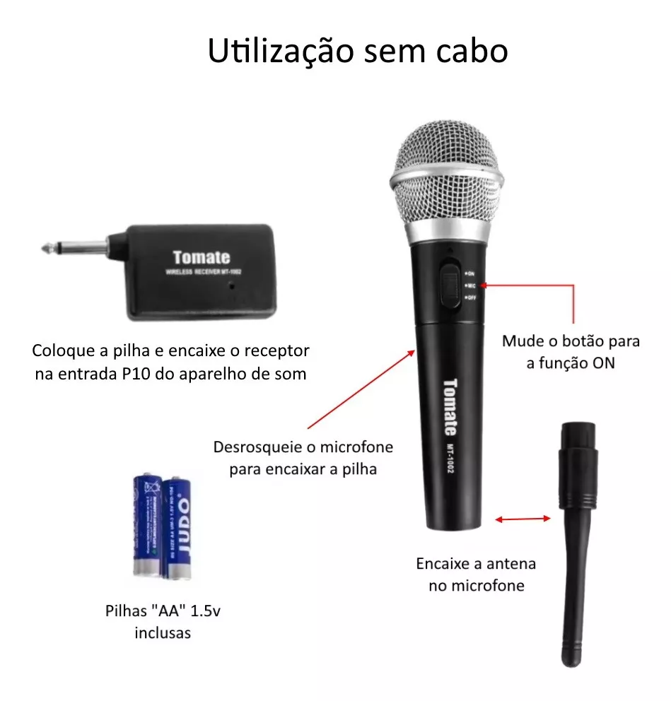 Microfone Sem Fio Profissional Tomate - G POWER