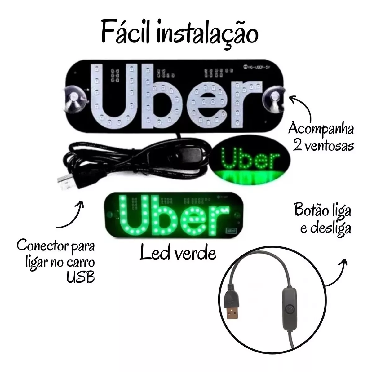Placa De Identificação Com Ventosa Motorista De Aplicativo - Branco e Azul