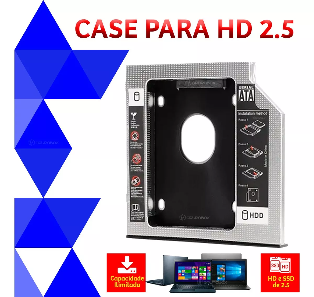 Case Adaptador Segundo Hd 9.5mm - G POWER