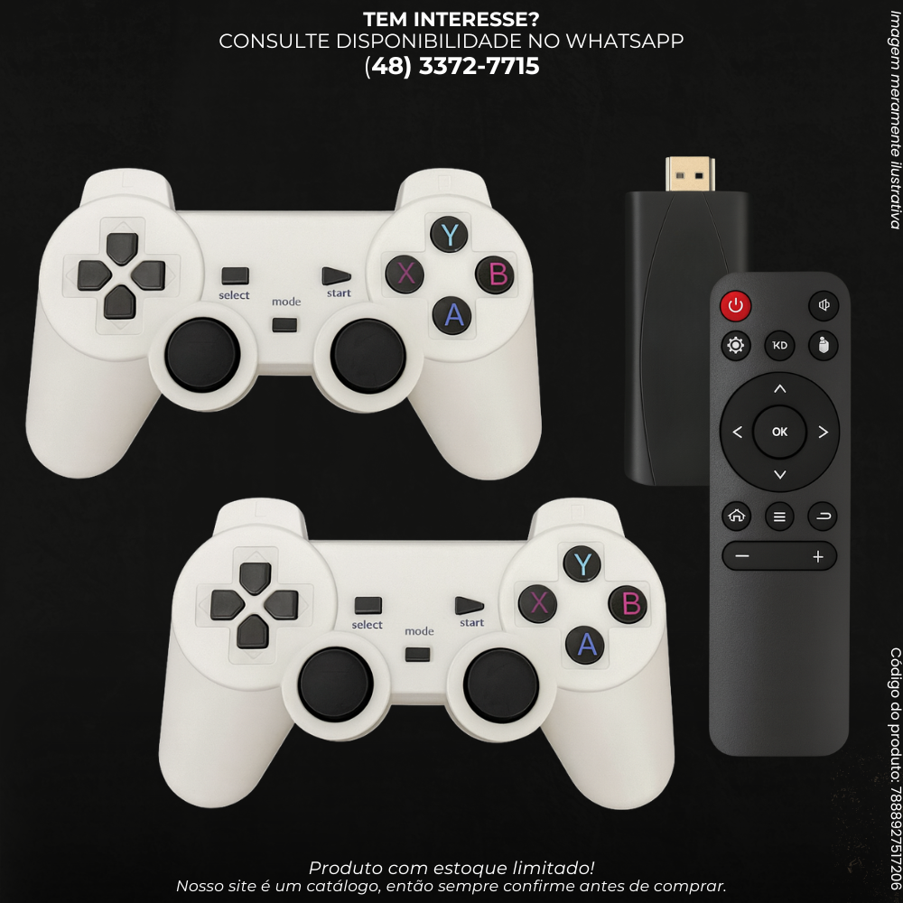 Game Stick 8K Ultra HD com Controle sem Fio