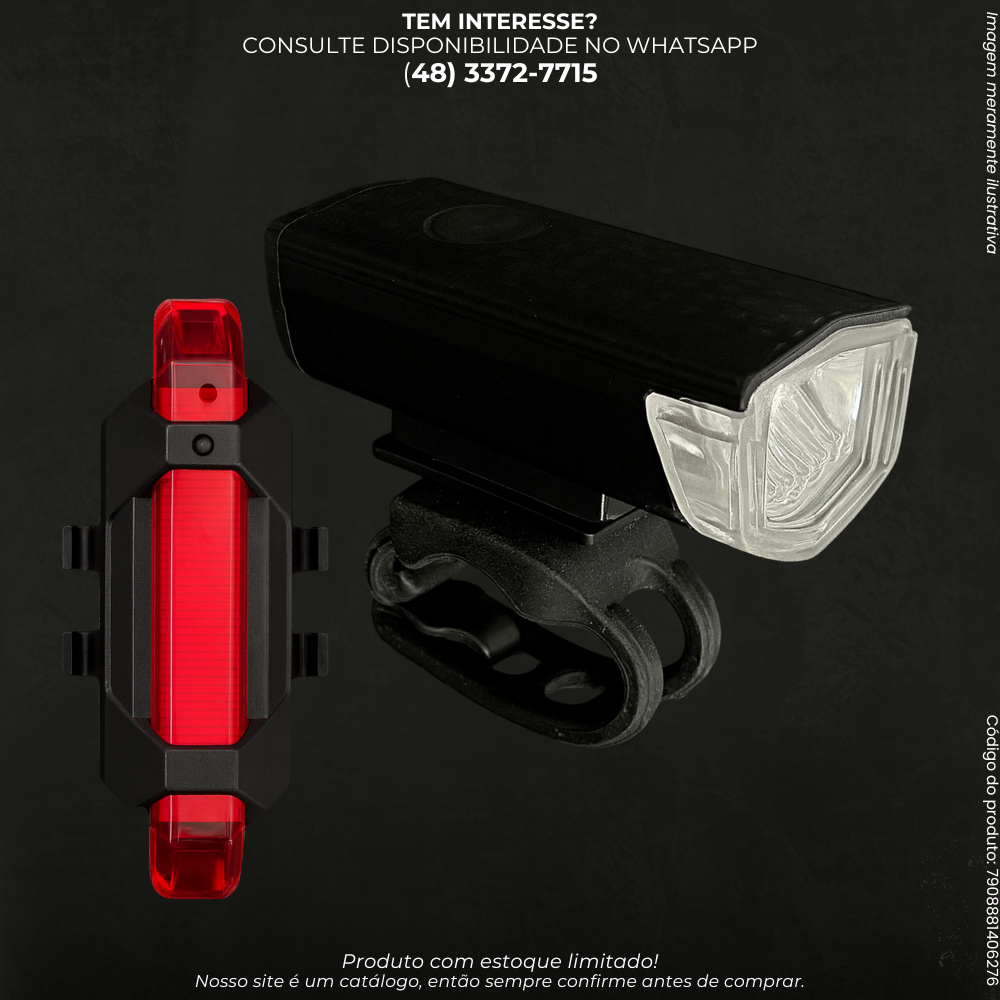 Lanterna de Bicicleta LED Recarregável com Luz Dianteira e Traseira