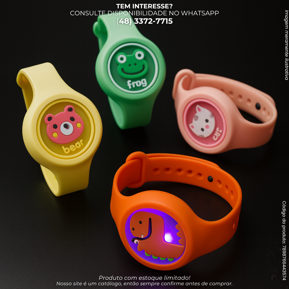 Pulseira Repelente Infantil de Silicone com Óleo Essencial