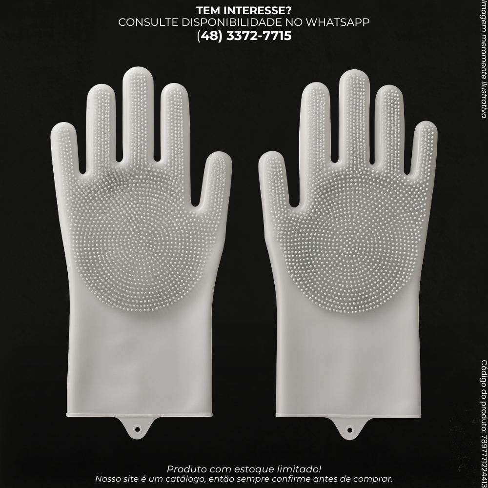 Luva de Silicone Multiuso com Cerdas para Limpeza