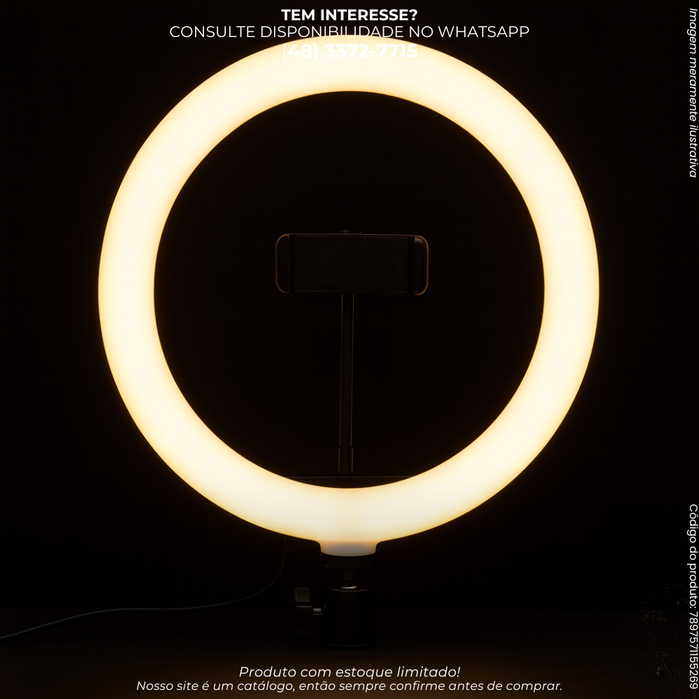 Ring Light LED 26cm com Suporte para Celular