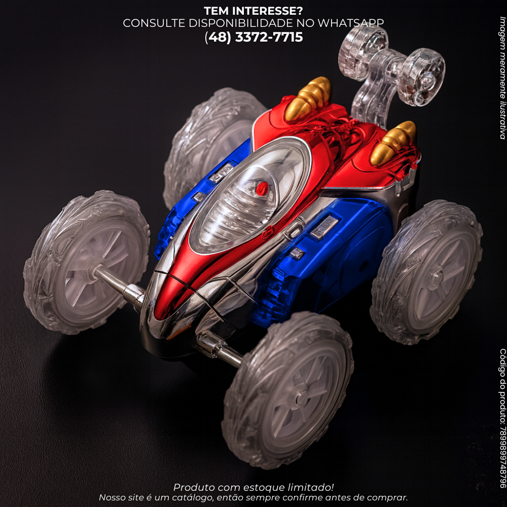 Carro de Controle Remoto Maluco 360° com Luzes Coloridas