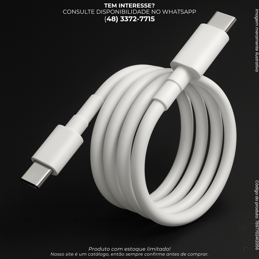 Cabo USB-C para USB-C 65W de Alta Velocidade com Carga Rápida