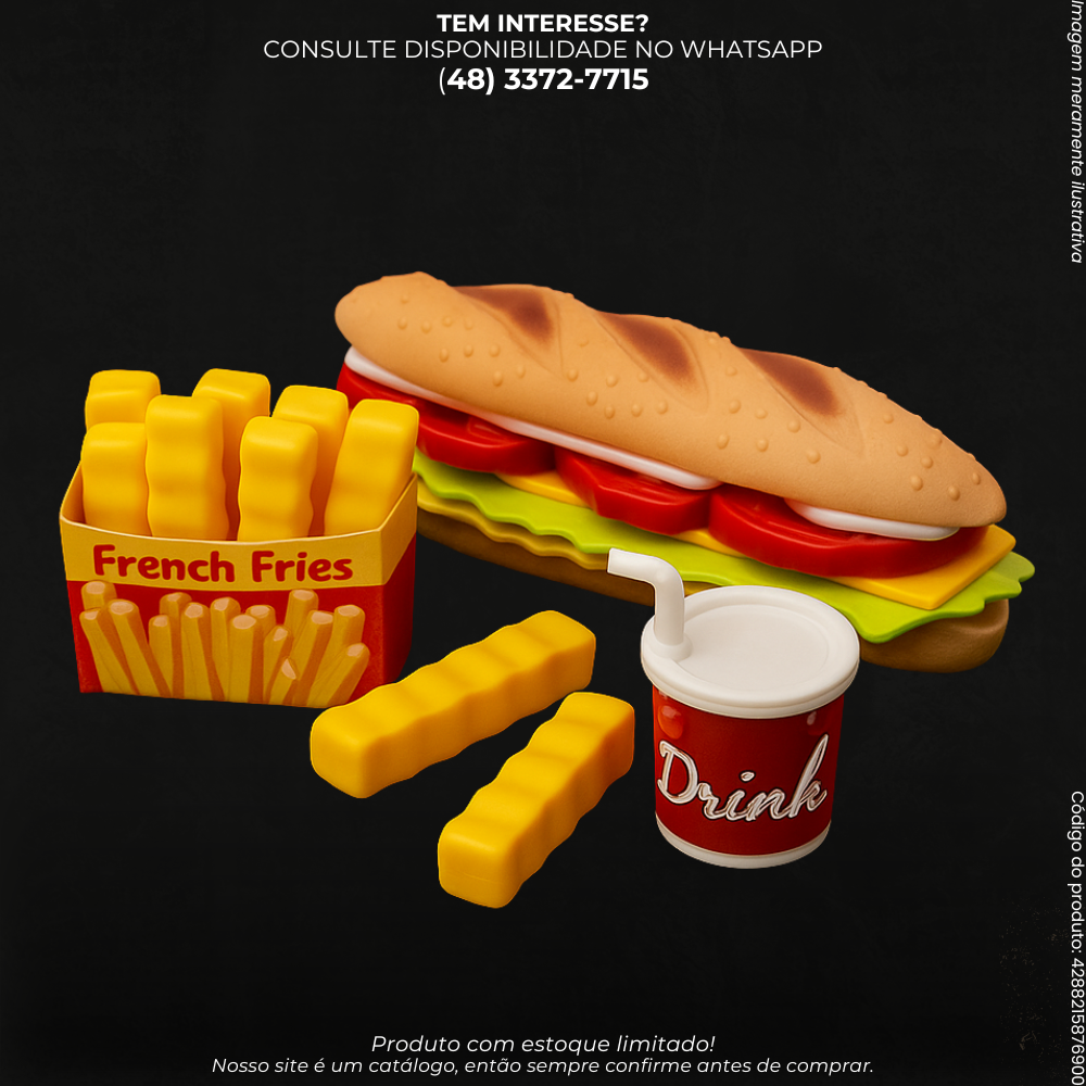 Kit Fast Food Infantil – Hambúrguer, Batata e Refrigerante