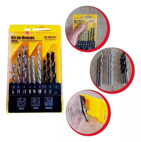 KIT DE BROCAS 9 PEÇAS B-MAX