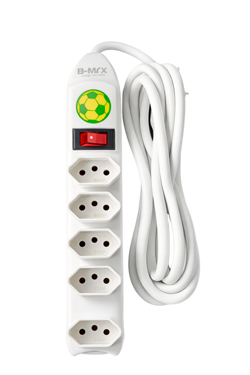 Extensão Elétrica 5 Tomadas com Interruptor e Cabo Longo