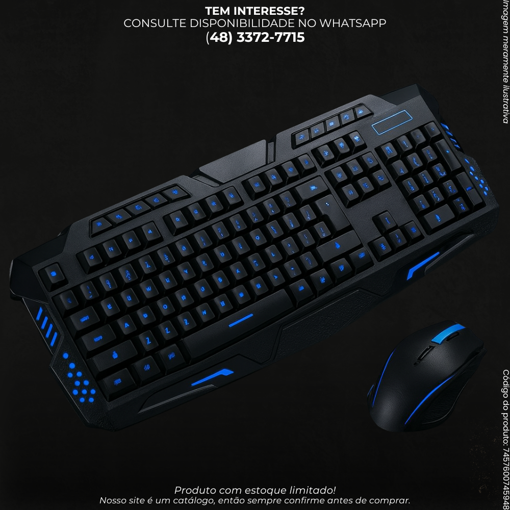 Teclado Gamer Retroiluminado 3 Cores – Ajuste de Brilho