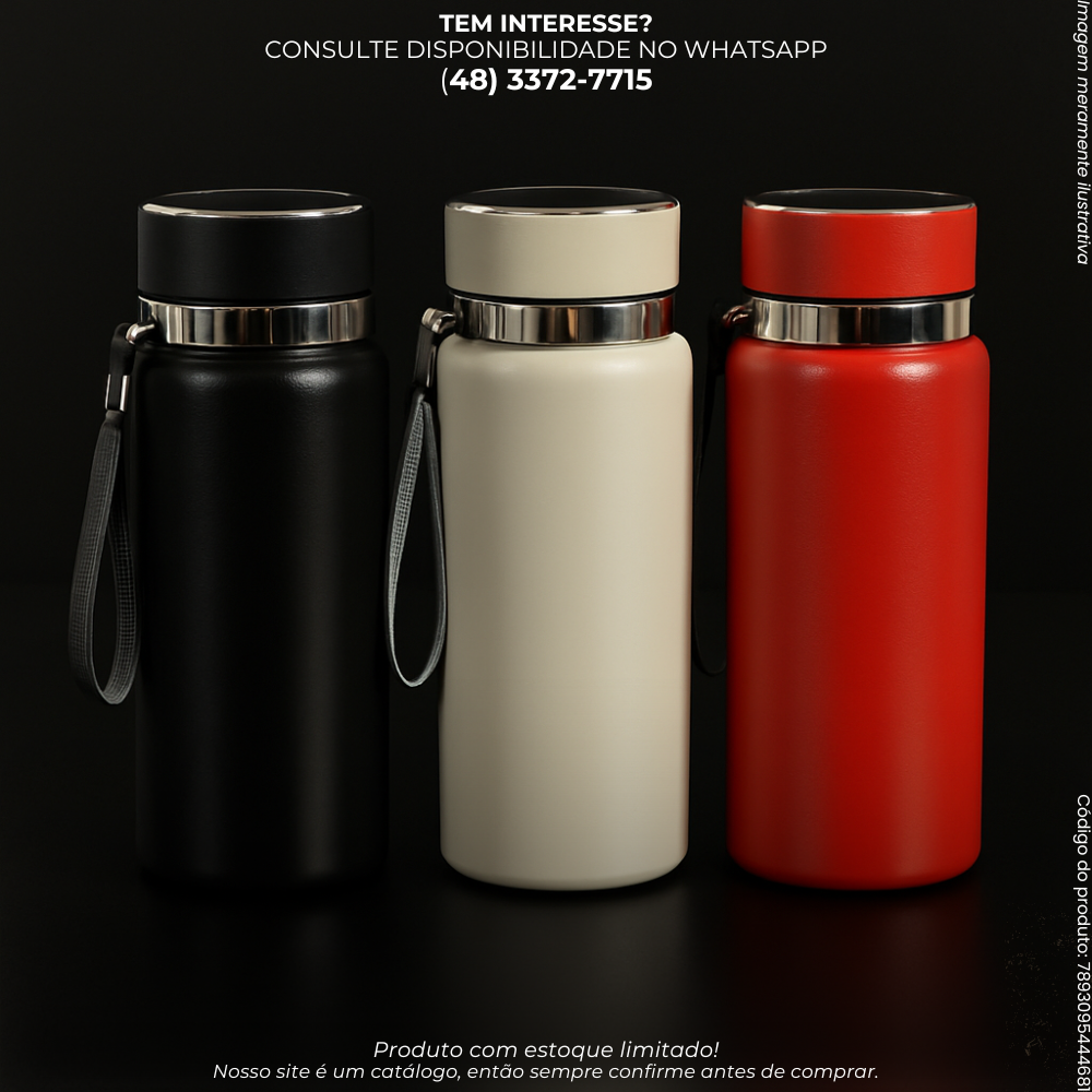 Garrafa Térmica 600ml com Alça – Cores Variadas