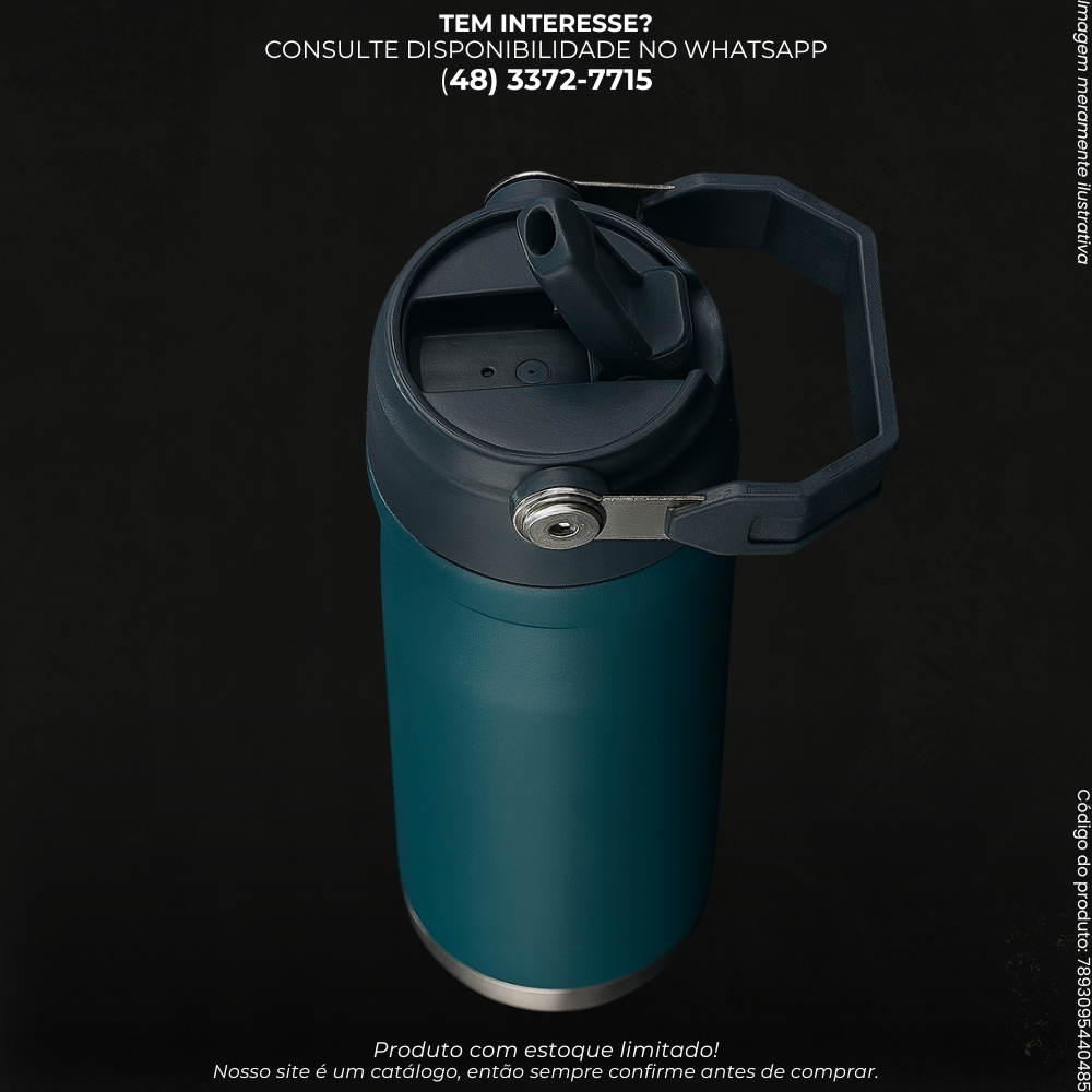 Garrafa Térmica com Alça e Canudo Flip – 650ml