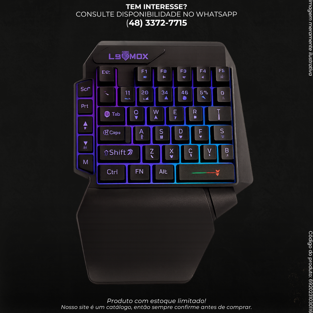 Teclado Gamer Compacto com Iluminação RGB