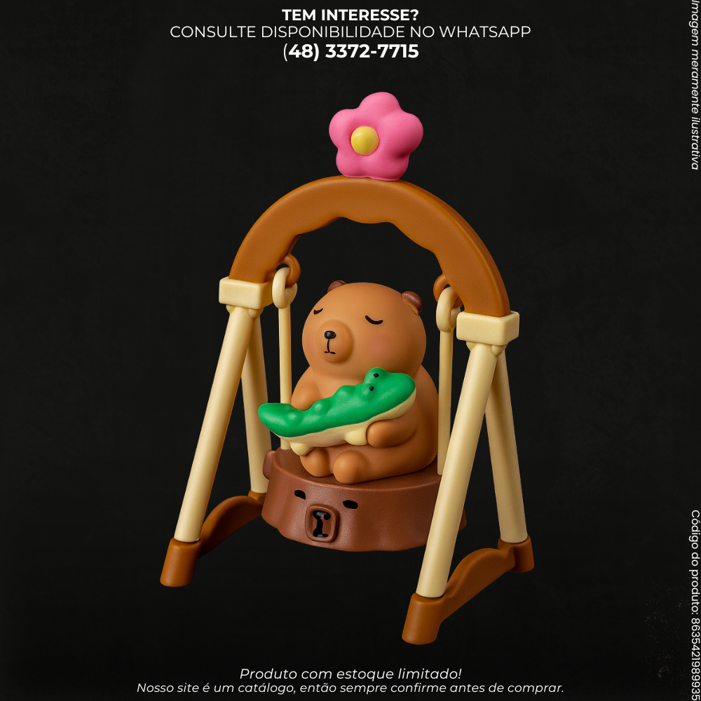Mini Capivara Surpresa no Balanço – Colecionável Decorativo