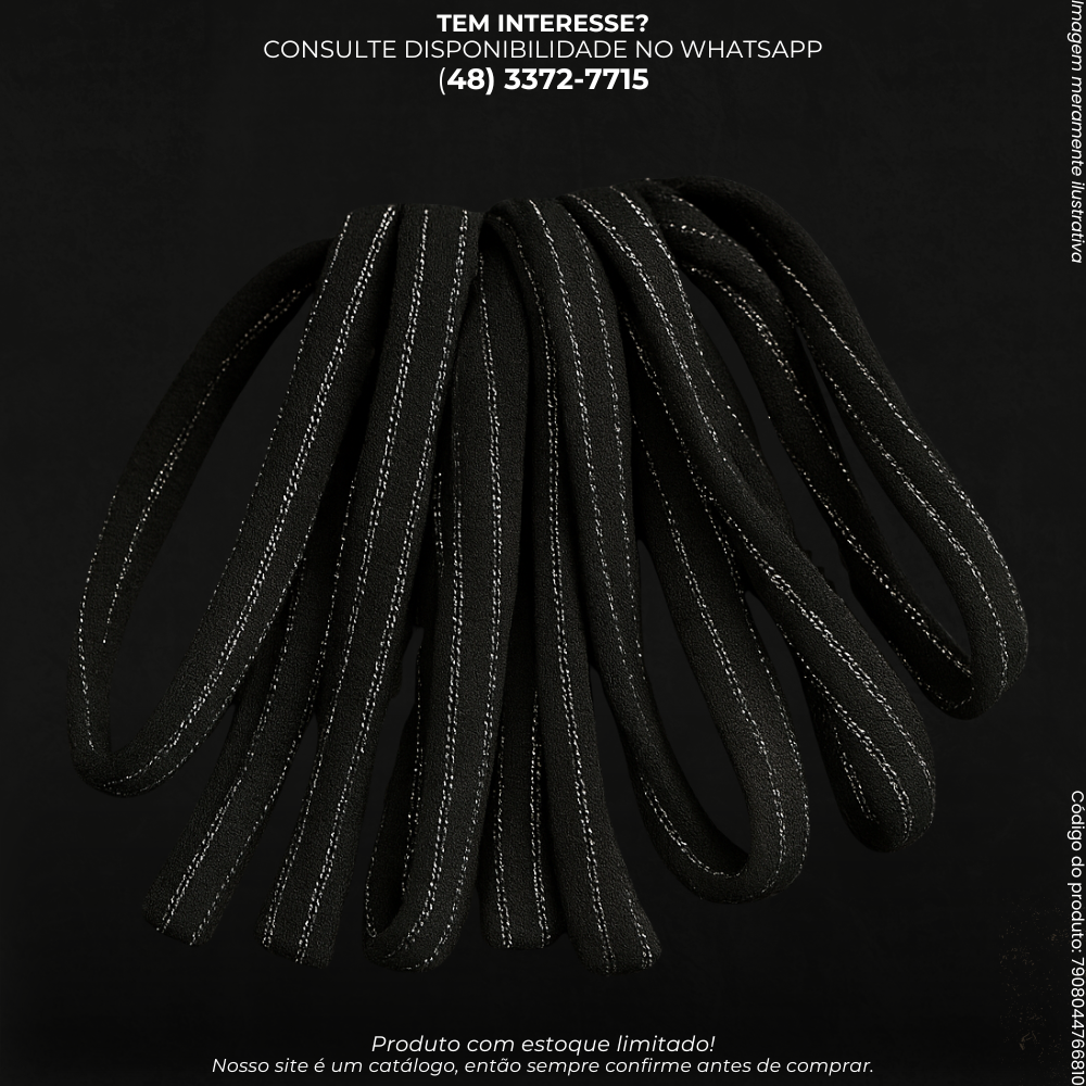 Kit Elásticos de Cabelo Pretos com Detalhe Prateado