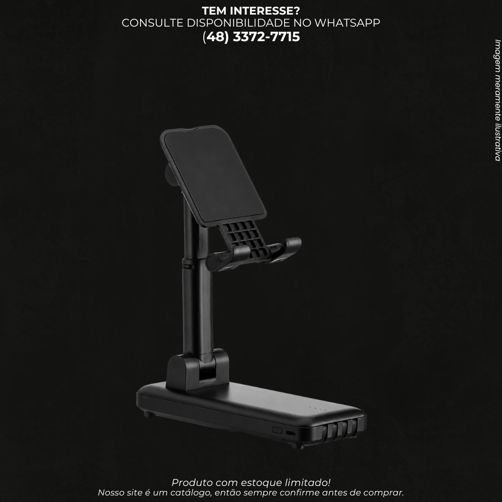 Power Bank 10000mAh com Suporte Dobrável – Carregador Portátil para Celular e Tablet