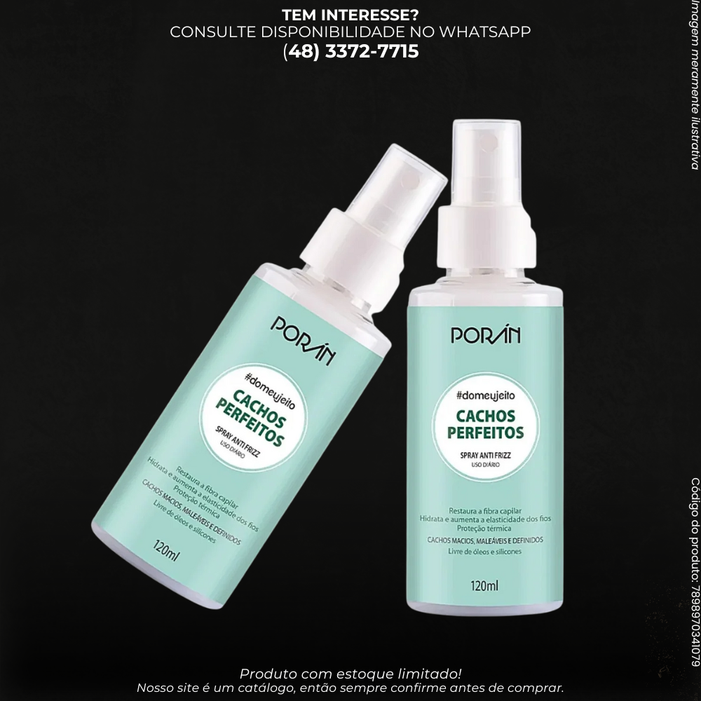 Spray Anti-Frizz Porãh Cachos Perfeitos 120ml
