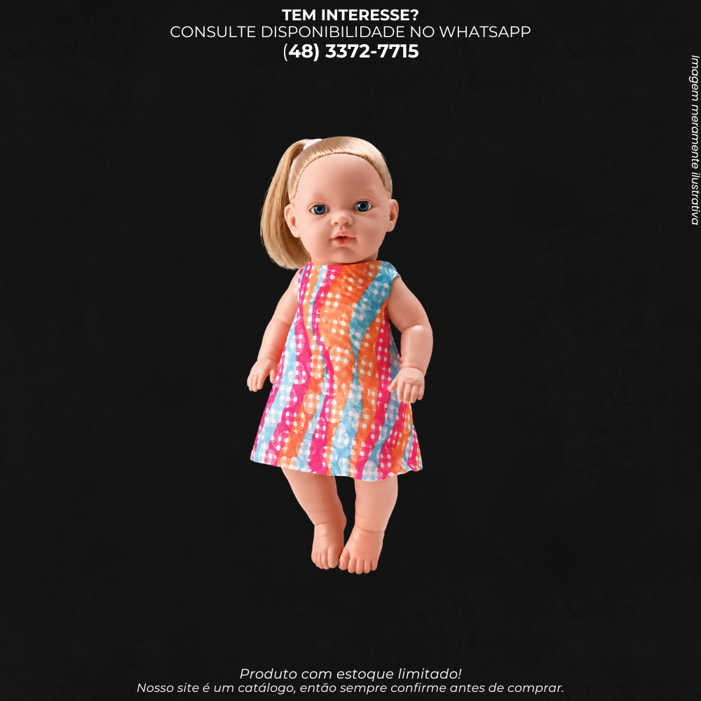 Boneca Infantil com Vestido Colorido e Cabelo para Pentear