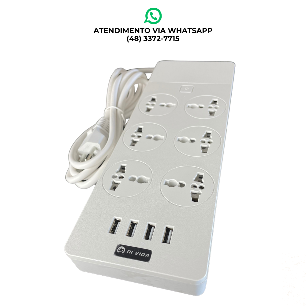 EXTENSÃO 6 TOMADAS COM USB - OI-T0108