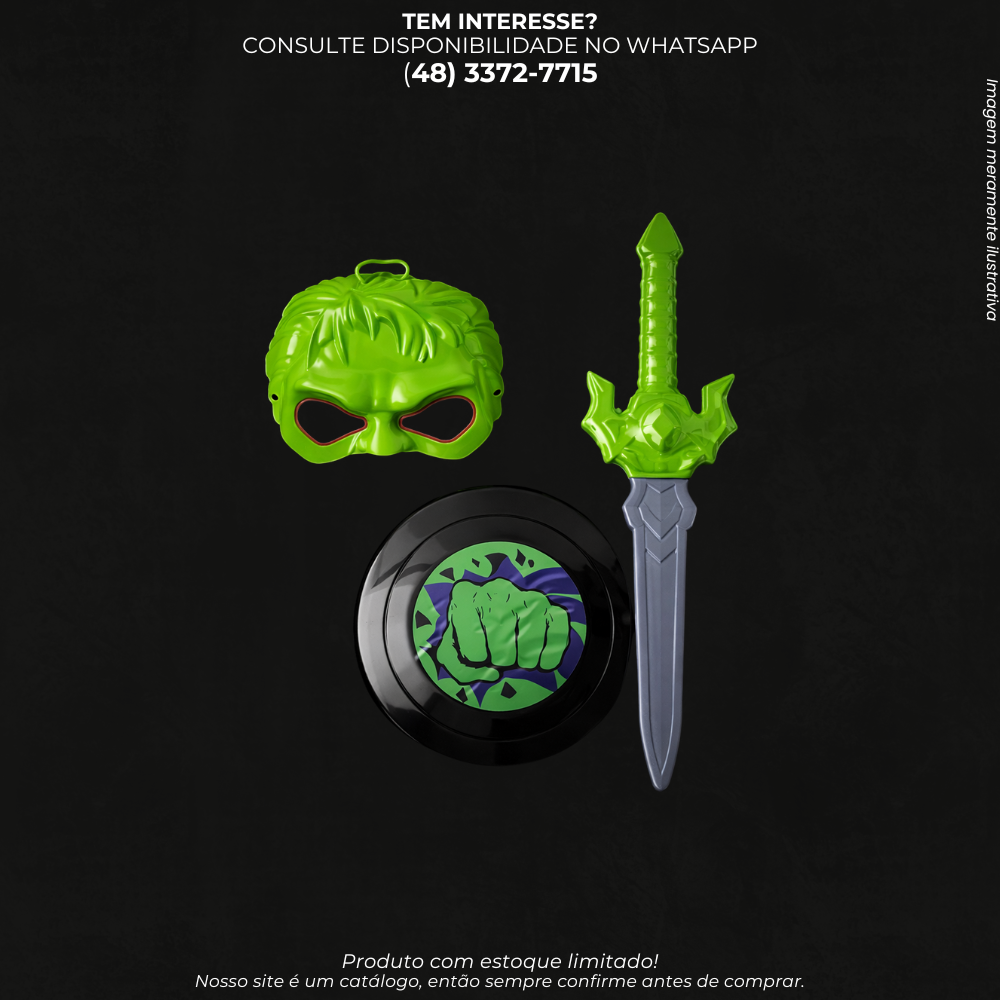 Kit Fantasia Infantil Super-Herói com Máscara Escudo e Espada