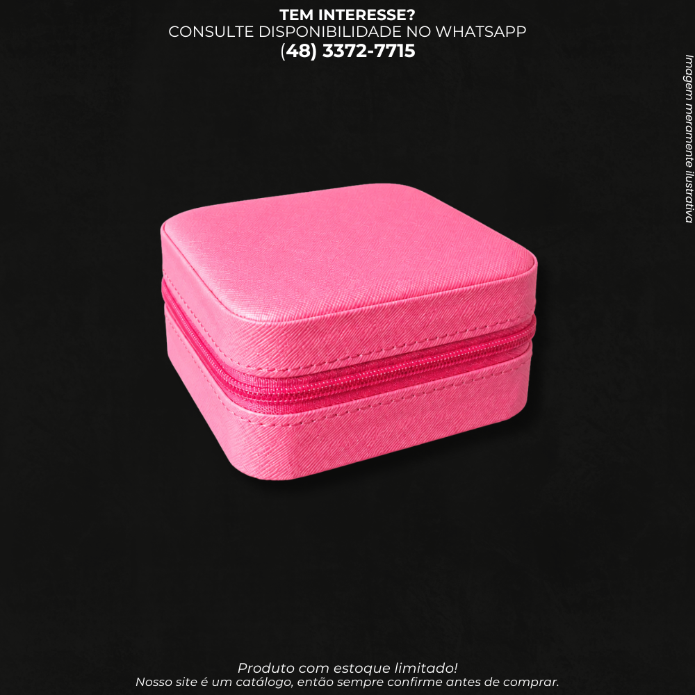 Porta-Joias Compacto com Zíper – Organizador para Anéis, Brincos, Colares e Acessórios